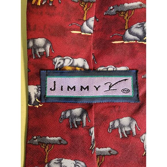 Jimmy V Foundation Men's 100% Silk Neck Tie-Red with Elephants-Jim Valvano - Picture 2 of 5